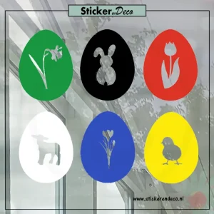 raamsticker Pasen Paasei lente kleuren mix