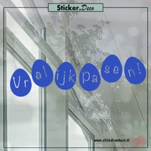 raamsticker Pasen Paasei op een rij blauw