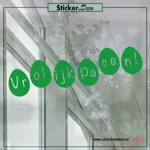 raamsticker Pasen Paasei op een rij green