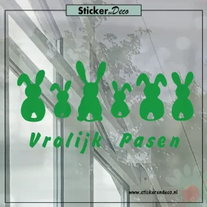 raamsticker Pasen Paashaas op een rij groen