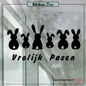 raamsticker Pasen Paashaas op een rij zwartraamsticker Pasen Paashaas op een rij zwartv