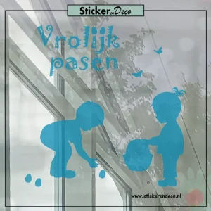 raamsticker Pasen eieren zoeken T blauw