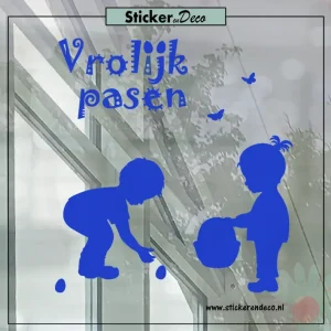 raamsticker Pasen eieren zoeken blauw