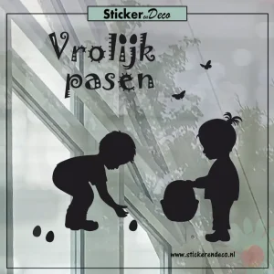 raamsticker Pasen eieren zoeken zwart