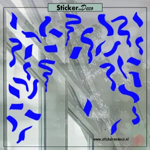 raamsticker confetti sliertjes carnaval feest herbruikbaar blauw SenD