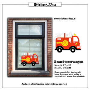 Brandweerwagen raamsticker herbruikbaar