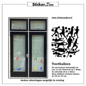 Voetballers raamsticker herbruikbare raamfolie