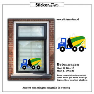 Betonwagen raamsticker folie herbruikbare vinyl